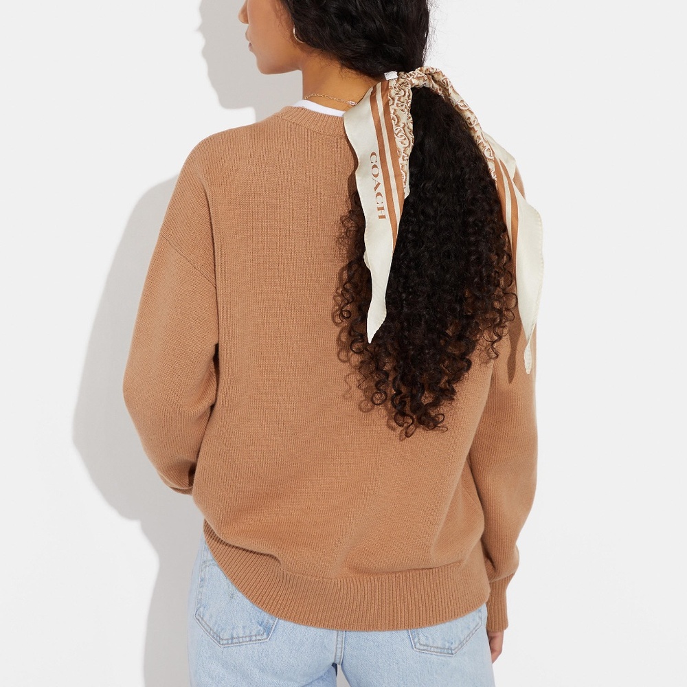 Stacked Coach Print Silk Diamond Scarf